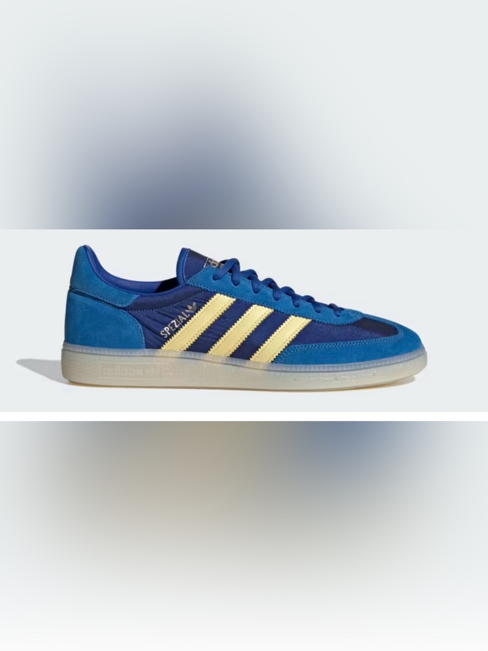 adidas Spezial Women Blue Suede Sneakers with Yellow Stripes